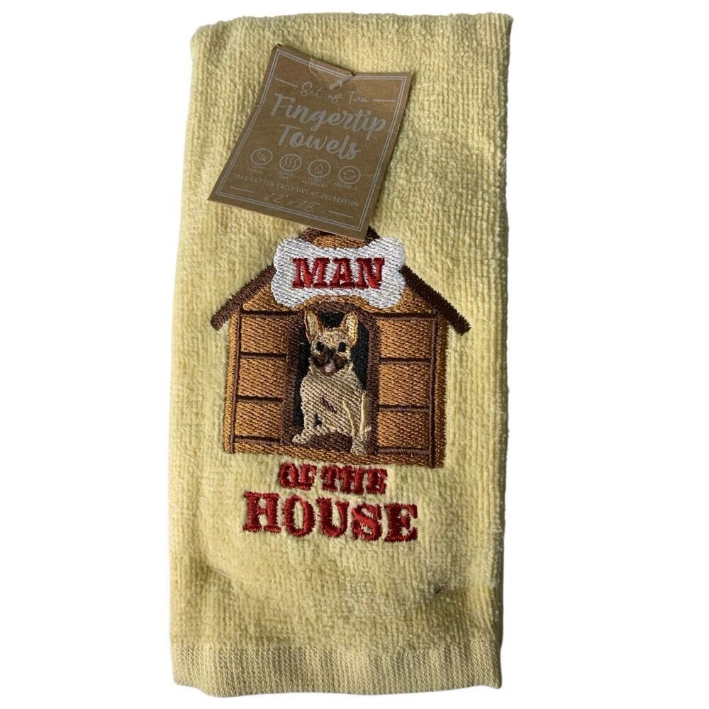 French Bulldog set of two towels 100% cotton 12 x 18 NEW WITH TAGS